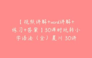 【视频讲解+word讲解+练习+答案】30课时玩转小学语法（全）夏川 30讲-51自学联盟