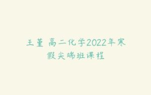 王堇 高二化学2022年寒假尖端班课程-51自学联盟