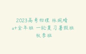 2023高考物理 林婉晴 a+全年班 一轮复习暑假班 秋季班-51自学联盟
