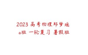 2023 高考物理郑梦瑶 a班 一轮复习 暑假班-51自学联盟