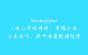 ShardingSphere 核心原理精讲，掌握分库分表技巧，提升海量数据处理技术-51自学联盟