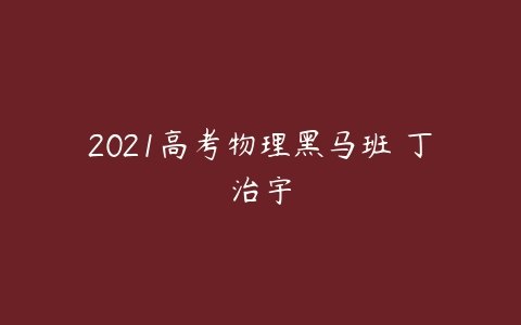 2021高考物理黑马班 丁治宇-51自学联盟