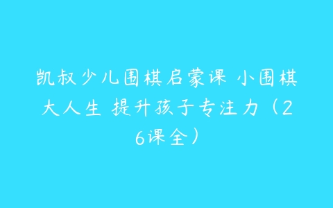 凯叔少儿围棋启蒙课 小围棋大人生 提升孩子专注力（26课全）-51自学联盟