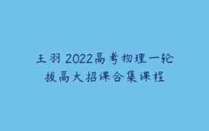 王羽 2022高考物理一轮拔高大招课合集课程-51自学联盟