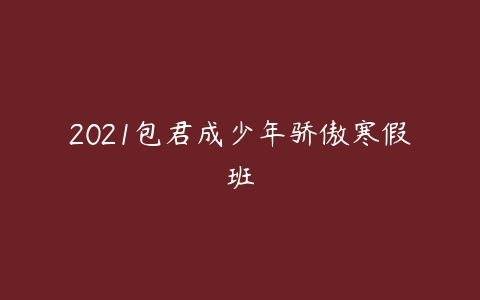 2021包君成少年骄傲寒假班-51自学联盟