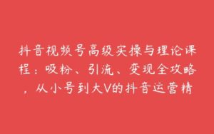 抖音视频号高级实操与理论课程：吸粉、引流、变现全攻略，从小号到大V的抖音运营精通手册-51自学联盟