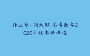 作业帮-刘天麒 高考数学2020年秋季班课程-51自学联盟