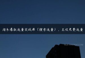 淘系爆款流量实战课（搜索流量），主攻免费流量-51自学联盟