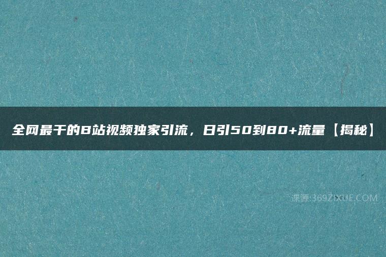 全网最干的B站视频独家引流，日引50到80+流量【揭秘】-51自学联盟