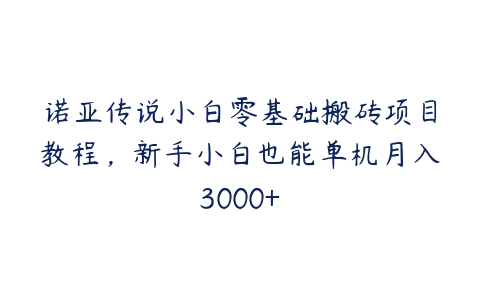 诺亚传说小白零基础搬砖项目教程，新手小白也能单机月入3000+-51自学联盟