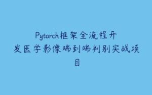 Pytorch框架全流程开发医学影像端到端判别实战项目-51自学联盟