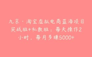 九京·淘宝虚拟电商蓝海项目实战班+私教班：每天操作2小时，每月多赚5000+-51自学联盟