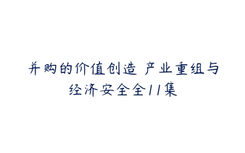 并购的价值创造 产业重组与经济安全全11集-51自学联盟