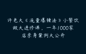 许老大《流量爆锤法》小餐饮做大进修课，一年1000家店亲身案例大公开-51自学联盟