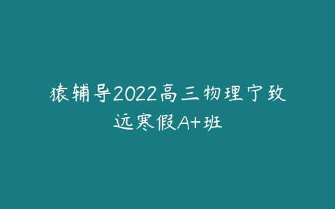 猿辅导2022高三物理宁致远寒假A+班-51自学联盟