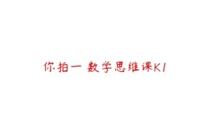 你拍一 数学思维课K1-51自学联盟