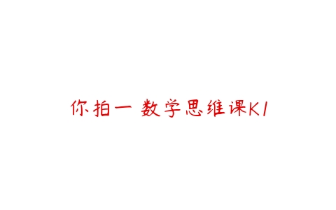 你拍一 数学思维课K1-51自学联盟