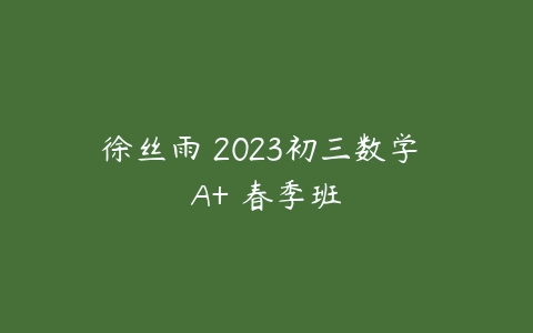 徐丝雨 2023初三数学 A+ 春季班-51自学联盟