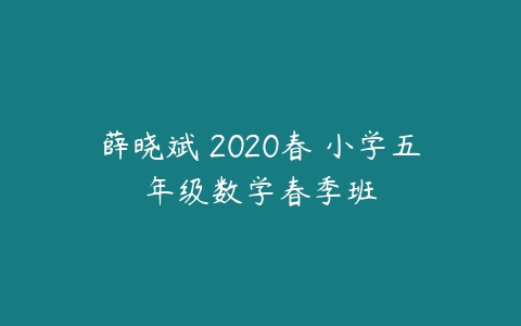 薛晓斌 2020春 小学五年级数学春季班-51自学联盟