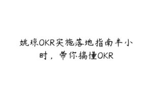 姚琼OKR实施落地指南半小时，带你搞懂OKR-51自学联盟