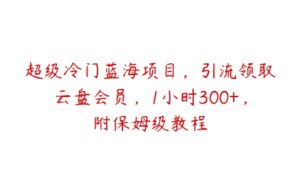 超级冷门蓝海项目，引流领取云盘会员，1小时300+，附保姆级教程-51自学联盟