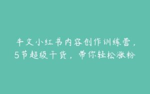 牛文小红书内容创作训练营，5节超级干货，带你轻松涨粉-51自学联盟