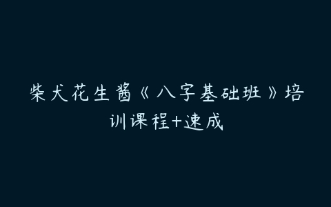 柴犬花生酱《八字基础班》培训课程+速成-51自学联盟