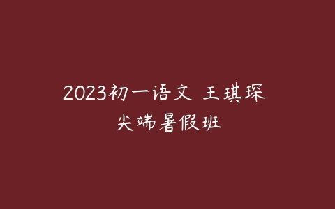 2023初一语文 王琪琛 尖端暑假班-51自学联盟