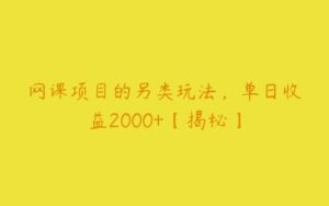 网课项目的另类玩法，单日收益2000+【揭秘】-51自学联盟