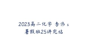 2023高二化学 李伟 s暑假班25讲完结-51自学联盟