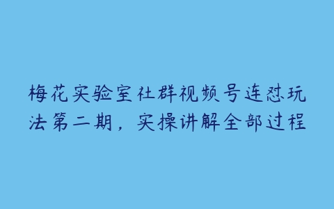 梅花实验室社群视频号连怼玩法第二期，实操讲解全部过程-51自学联盟