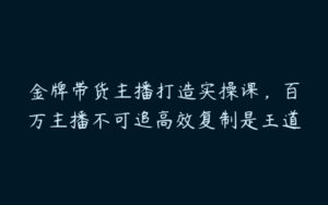 金牌带货主播打造实操课，百万主播不可追高效复制是王道-51自学联盟