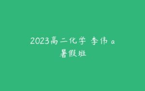 2023高二化学 李伟 a暑假班-51自学联盟