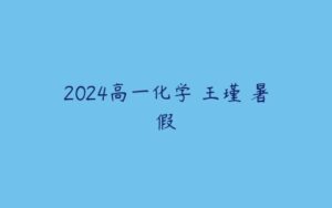 2024高一化学 王瑾 暑假-51自学联盟