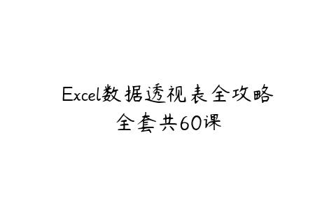 Excel数据透视表全攻略全套共60课-51自学联盟