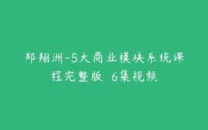 郑翔洲-5大商业模块系统课程完整版  6集视频-51自学联盟