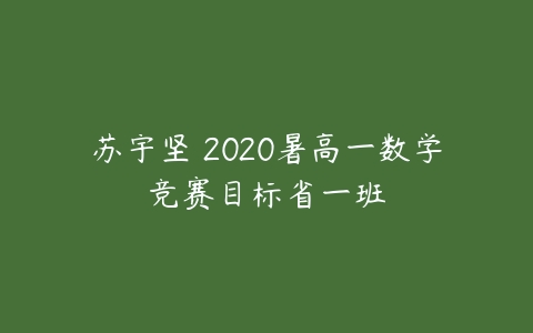 苏宇坚 2020暑高一数学竞赛目标省一班-51自学联盟