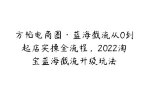 方韬电商圈·蓝海截流从0到起店实操全流程，2022淘宝蓝海截流升级玩法-51自学联盟