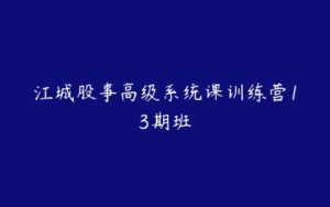 江城股事高级系统课训练营13期班-51自学联盟