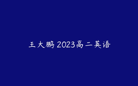 王大鹏 2023高二英语-51自学联盟