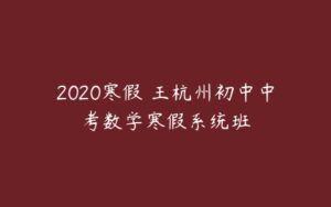 2020寒假 王杭州初中中考数学寒假系统班-51自学联盟