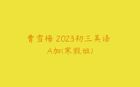 曹雪梅 2023初三英语 A加(寒假班)-51自学联盟