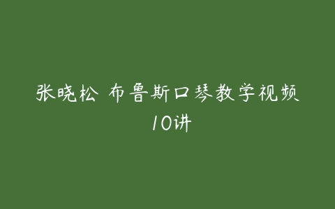 张晓松 布鲁斯口琴教学视频 10讲-51自学联盟