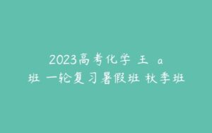 2023高考化学 王嫤 a班 一轮复习暑假班 秋季班-51自学联盟