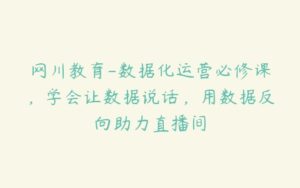 网川教育-数据化运营必修课，学会让数据说话，用数据反向助力直播间-51自学联盟