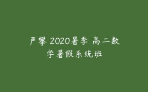 严攀 2020暑季 高二数学暑假系统班-51自学联盟