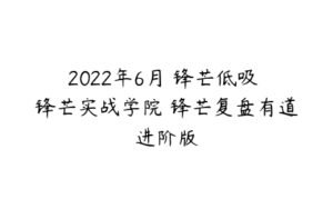 2022年6月 锋芒低吸 锋芒实战学院 锋芒复盘有道进阶版-51自学联盟