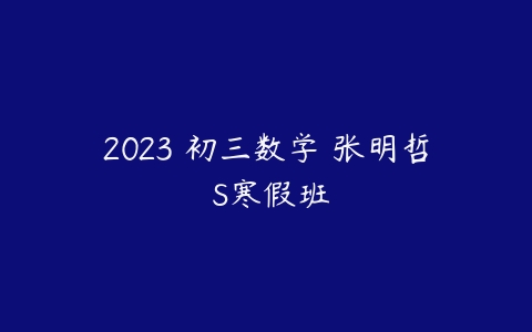 2023 初三数学 张明哲 S寒假班-51自学联盟