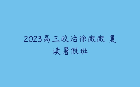 2023高三政治徐微微 复读暑假班-51自学联盟