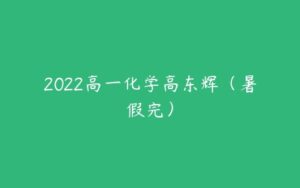 2022高一化学高东辉（暑假完）-51自学联盟